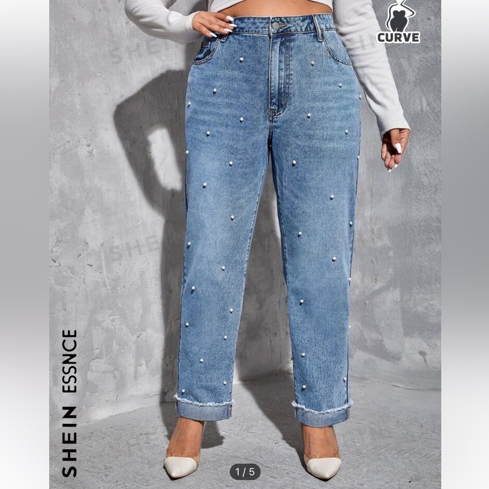 SHEIN Curve pearl jeans